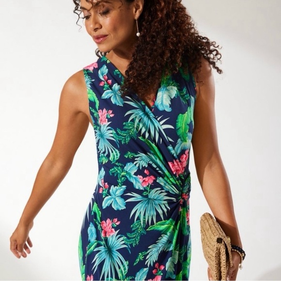 Tommy Bahama Dresses & Skirts - TOMMY BAHAMA Clara Floral Isle Sleeveless Faux-Wrap Maxi Dress • Size Small